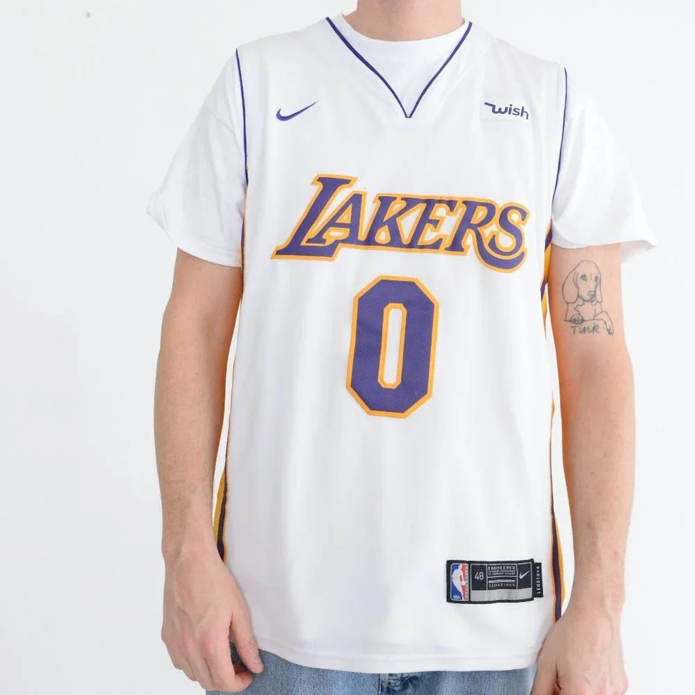 NBA Authentics w/ Nike Swoosh Los Angeles Lakers White Kuzma Length +4 Jersey
